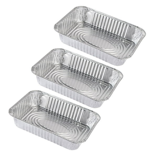 3pcs Disposable BBQ Drip Pan Aluminum Foil Tin Barbecue Pan Food Container Liner Trays Takeaway Packing Box with Cover(4900ml)