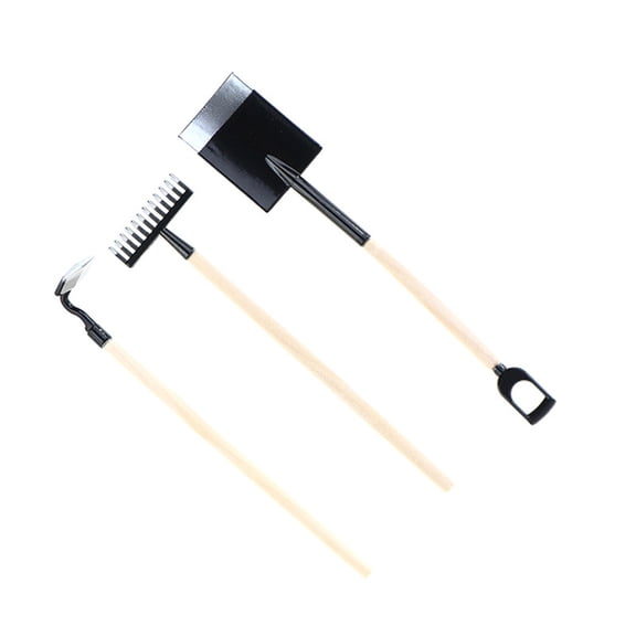 3pcs Dollhouses Gardening Tools Shovel Rakes Hoe Set In 1/12 Scale For Creating Miniature Gardens