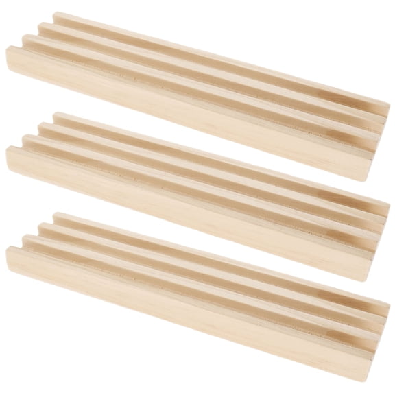 3-Piece Wooden Racks for Mexican Train Game, Tile Holder and Organizer Set
