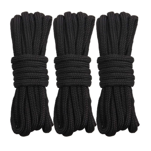 3pcs Double Braided Nylon Black Dock Line Boat Dock Line Mooring Rope Anchor Rope Strong Dock Lines 16.5 Feet 25 Feet 50 Feet