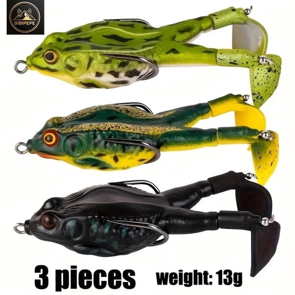3pcs Double Helix Propeller Surface Frog Lure Set, Rotating Tail Floating Swing Bait with Sharp Hook, Suitable for Perch, Catfish and Other Freshwater Fishing