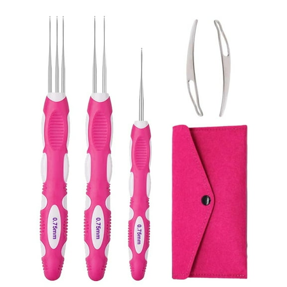 3pcs Dreadlocks Crochet Hook Set with Soft Ergonomic Handles Triple Head Needles for Easy Hair Braiding and Locking Dreadlock Tools for All Skill Levels