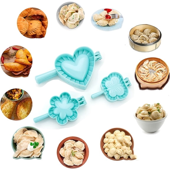 3pcs Dumpling Maker Set - Heart, Butterfly & Flower Shaped DIY Dumpling Molds, Ravioli, Pasta & Pie Molds - Creative Cooking Tools for Valentine's Day, Ramadan, Christmas & Family Gatherings