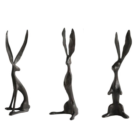 3pcs Easter Bunny Decor, 3D Printed Bunny Figurines, Modern Black Easter Rabbit Statue Spring Home Office Decorations Displays for Living Room, Bedroom, Bathroom, Bookshelf, Desktop, Cabinets