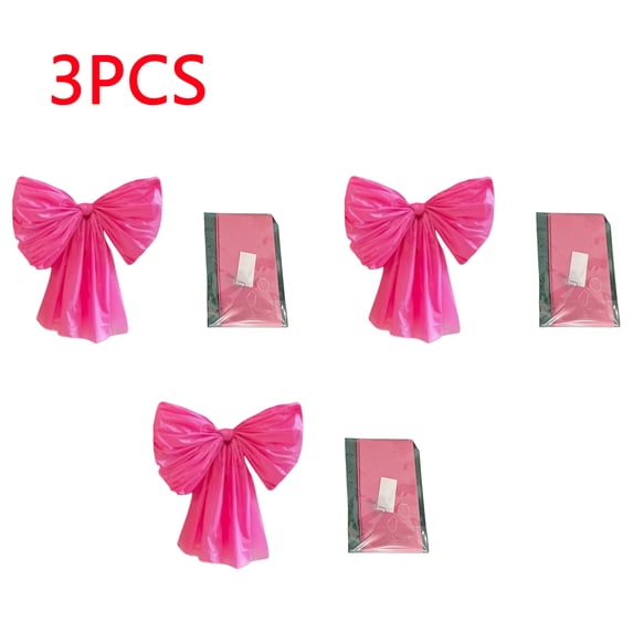 3pcs Easter Giant Bow Wall Decoration - Large Romantic Hanging Bow for Tree, Door & Window, Perfect Indoor & Outdoor Decoration for Home Party, Wedding & Holiday Celebration, 5.68*8.99ft, Hot Pink