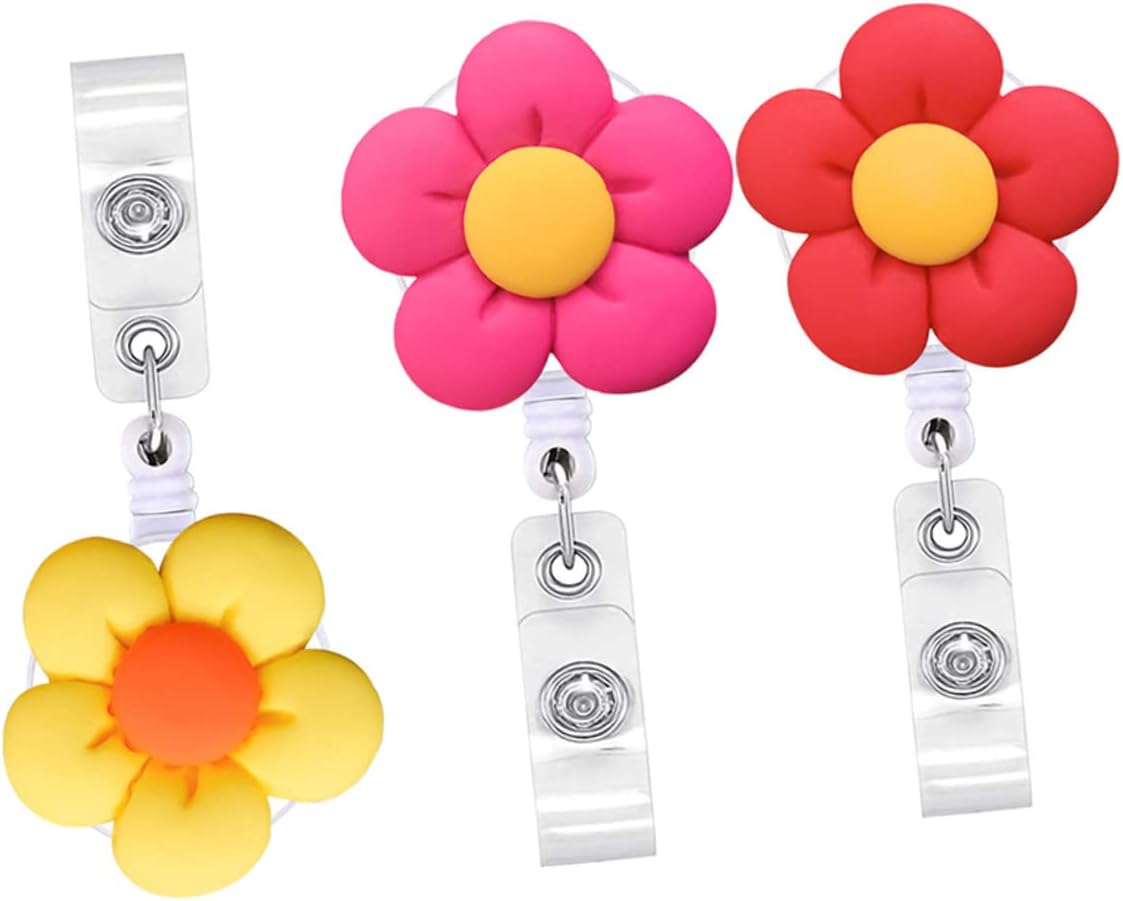 3pcs EasytoPull Badge Labels Id Badge Reel Name Tag Clips Nurse Badge