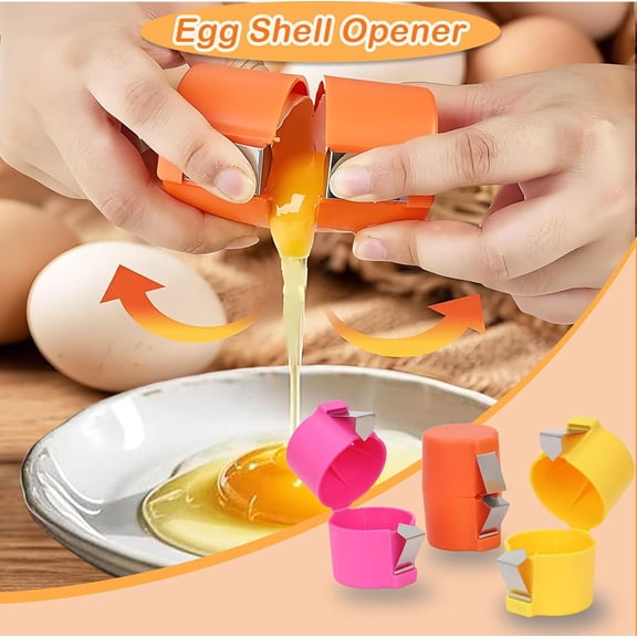 3pcs Egg Shell Opener Egg Cracker Tool for Raw Eggs,Handheld Hard Boiled Egg Peeler, Egg White Yolk Separator Remover, Stainless Steel Eggshell Breaker&Cutter, Kitchen Gadgets for Cooking& Baking