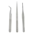 thumbnail image 1 of 3pcs Electronics Industrial Tweezers Precision Anti-static Curved Straight Tip Stainless Forceps Phone Repair Hand Tool, 1 of 6