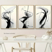 3pcs Elegant Black & White Abstract Canvas Art Set - Ink-Inspired, Frameless Wall Decor Posters, 39.88x59.94 cm - Perfect for Modern Living Room, Bedroom, Office
