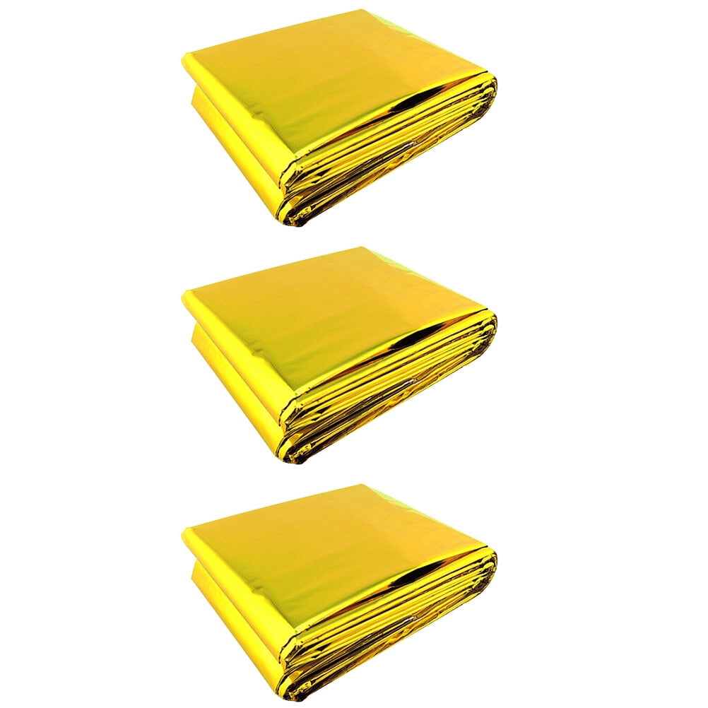 3pcs Emergency Blanket Thermal Blankets Survival Space Blankets for Outdoor Hiking Camping