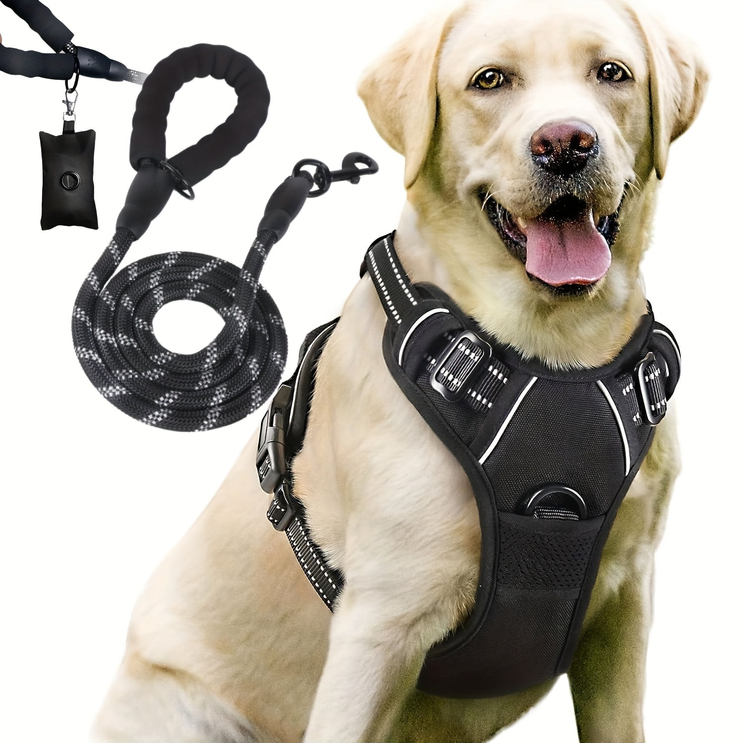 3pcs EscapeProof Dog Harness Set with Leash and Poop Bag Dispenser