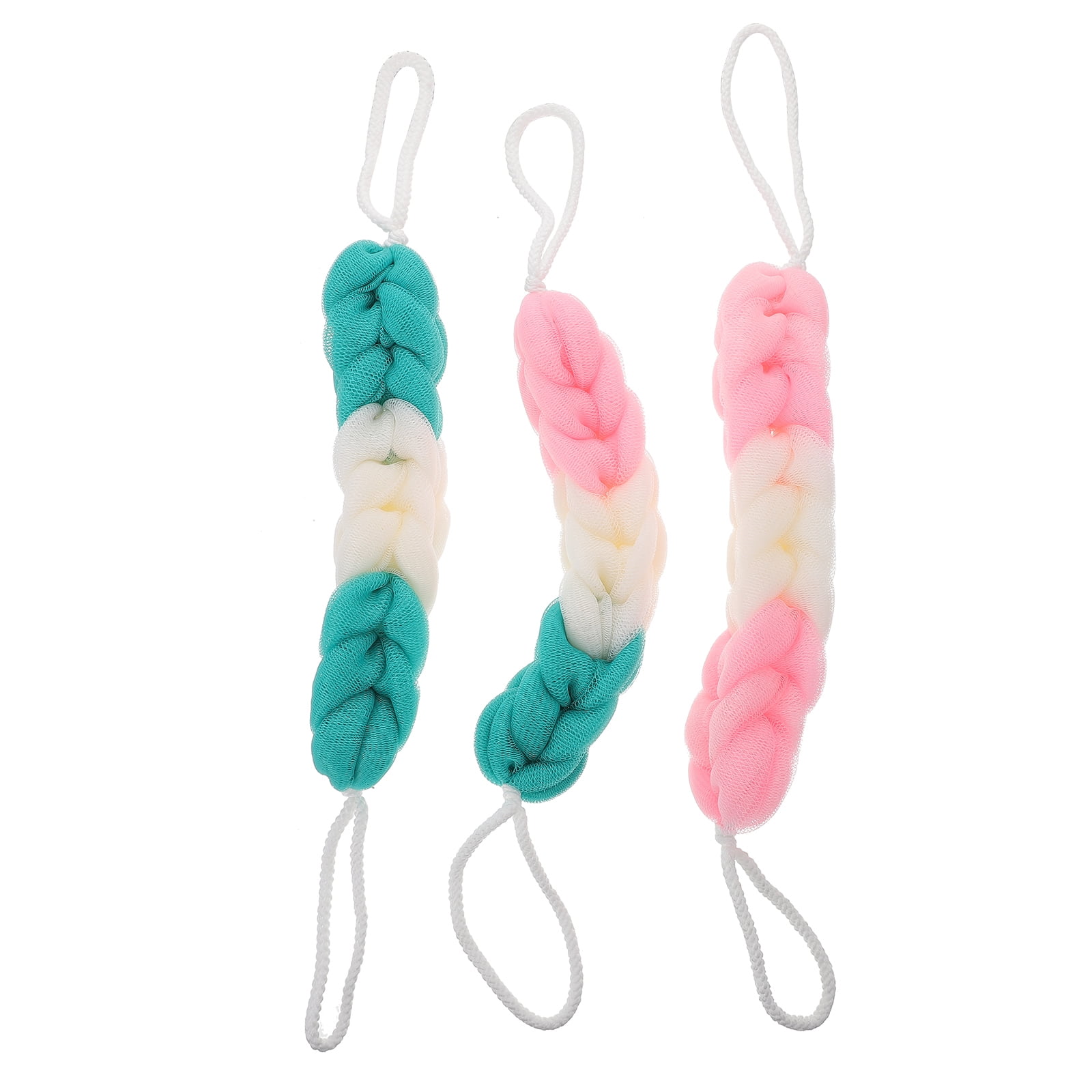 3pcs Exfoliating Bath Sponge Shower Pouf Stretchy back Scrubber Mesh
