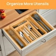 thumbnail image 1 of 3pcs Expandable Bamboo Kitchen Drawer Organizer – Adjustable Cutlery Tray for Utensils, Silverware, and Flatware – 5 to 7 Slots Bamboo Drawer Divider for Kitchen Storage (Natural Wood), 1 of 7
