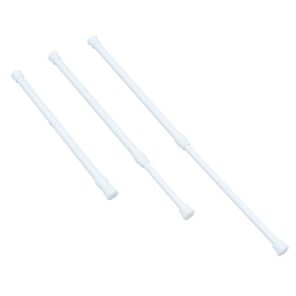 3pcs Adjustable Curtain Rods Extendable Spring Tension Bars for Cupboard Width 11.8 to 20 Inches White