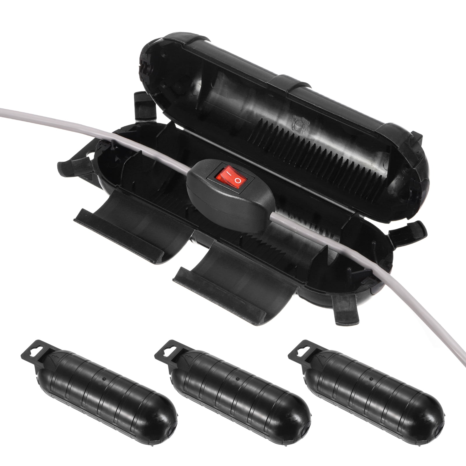 3pcs Extension Cord Cover IP44 Water-Resistant Electrical Connection Box, Black
