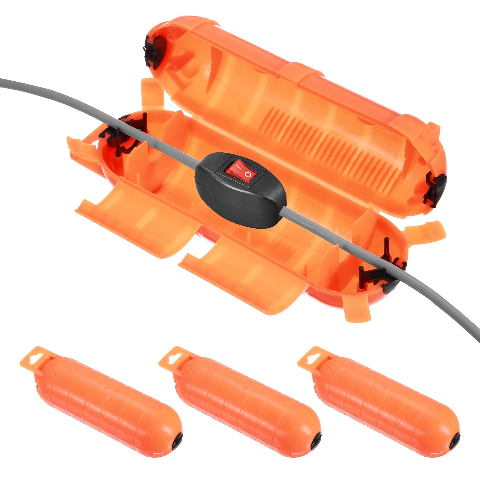 3pcs Extension Cord Cover IP44 Water-Resistant Electrical Connection Box, Orange