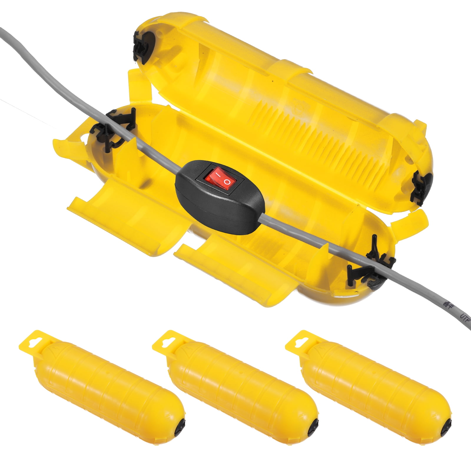 3pcs Extension Cord Cover IP44 Water-Resistant Electrical Connection Box, Yellow