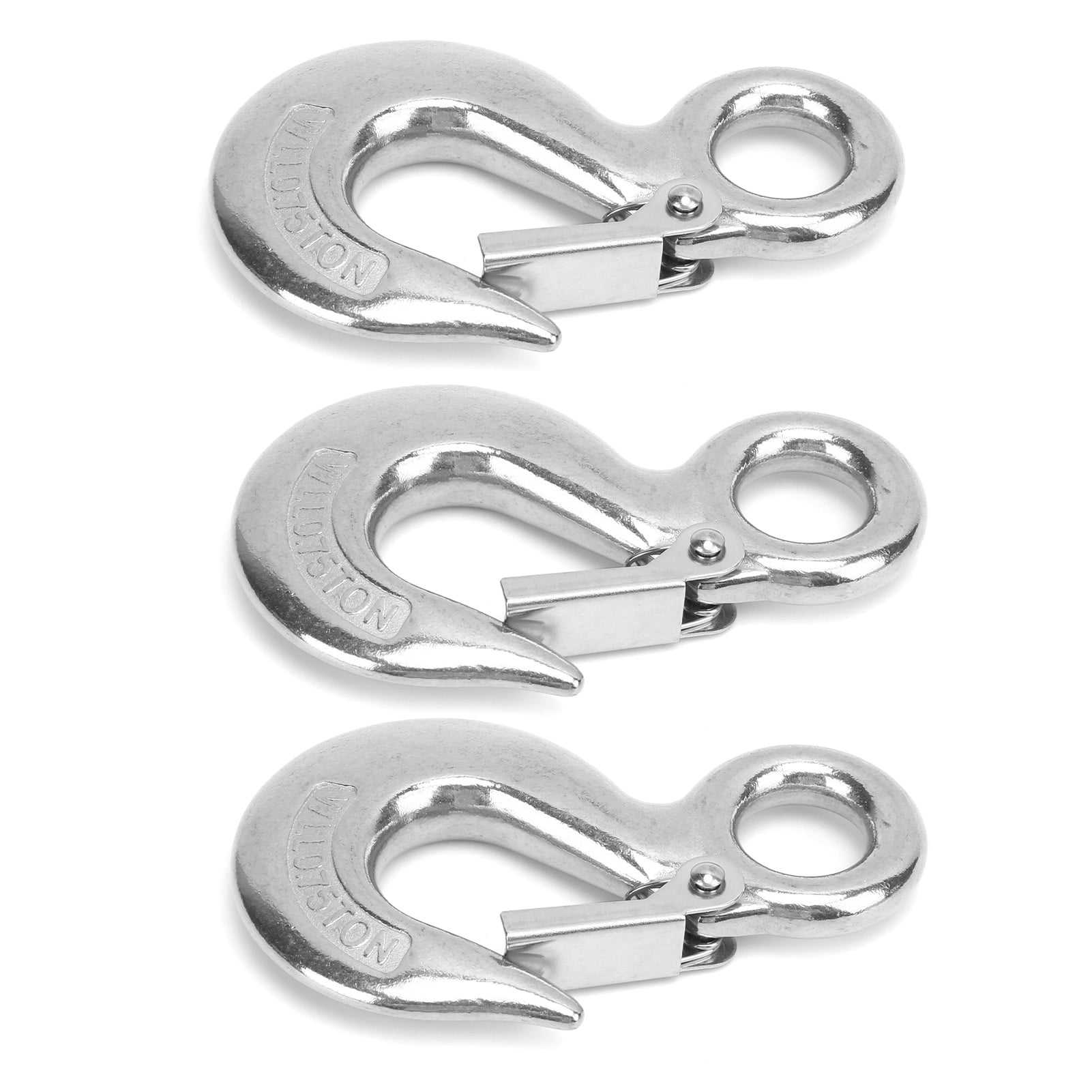 3pcs Eye Slip Hook with Safety Latch Stainless Steel Marine Lifting Eye