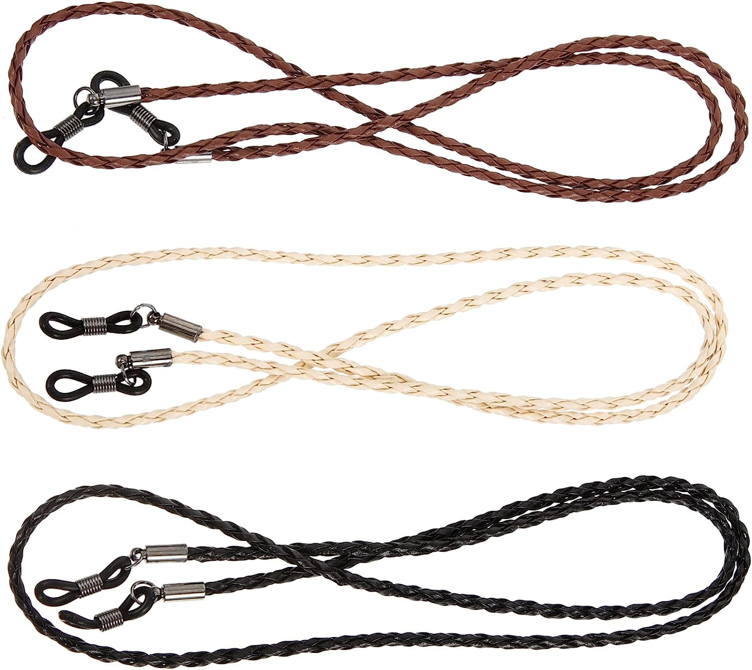 3pcs Eyeglasses Strap Leather Glasses Lanyards Sunglasses Holder Chains