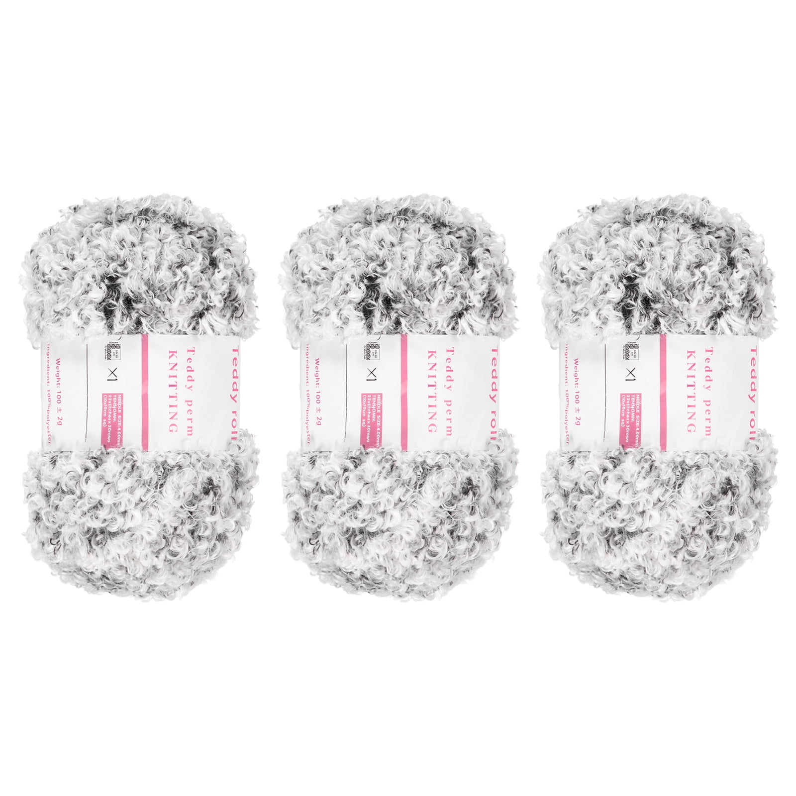 3pcs Eyelash Yarn Polyester Yarn Fur Soft Fluffy Chunky Yarn Fuzzy Eyelash Yarn Gray for Crocheting Knit DIY Clothes Bag - 55Yard/50m, 3.53oz x 3