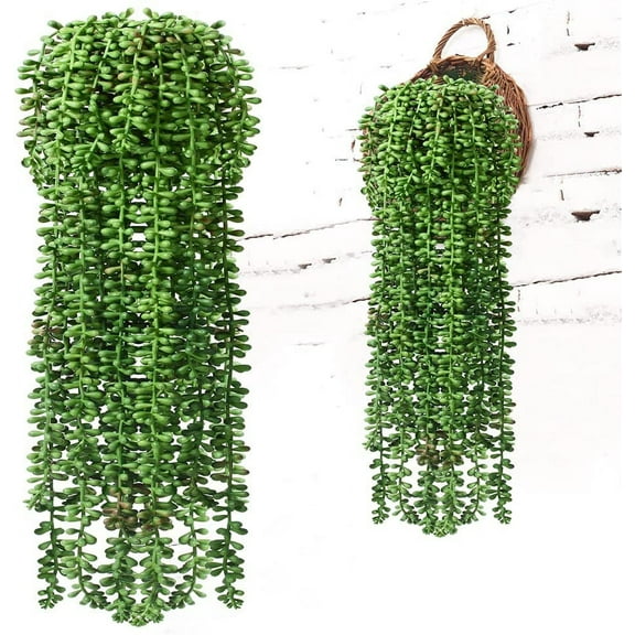 3pcs Fake String of Pearls Plant Artificial Hanging Plants Faux String of Pearls Artificial Succulents Plants Artificial String of Pearls Plants Fake Hanging Plant (Succulents)