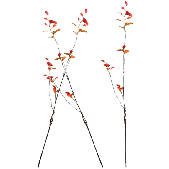 SOPOTUTU Red Artificial Leaf Branches 3 Pieces for Crafts, Floral Arrangements, Home and Wedding Decor