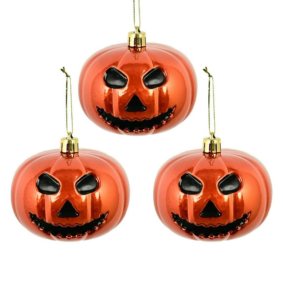 3pcs Fall Pumpkin Hanging Ornament Thanksgiving Tree Decorations Pumpkin Ball Ornaments for Tree Autumn Thanksgiving Halloween Christmas Decor