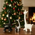 thumbnail image 1 of 3pcs Family Ceramic Deer Ornaments - Modern Christmas Decor for Living Room TV Cabinets, Wine Cabinets, Dining Sideboards, Artistic Design, Stylish Soft Furnishing Ambiance, Black White Sliver, 1 of 9