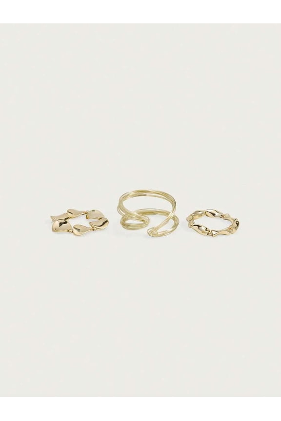 3pcs Fashionable Asymmetrical Shaped Bracelet & Bangle Set For Women, Suitable For Daily Wear, Party, Gift, Jewelry