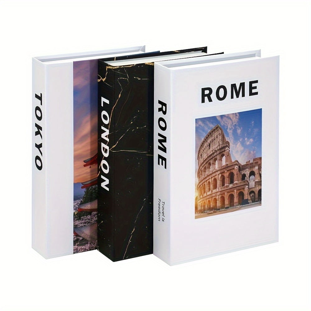 3-Piece Faux Book Set - Linen Decorative Books For Home Decor (White/Grey/Beige)
