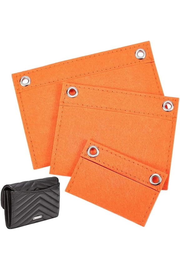 3pcs Felt Purse Organizer Insert Multi-Pocket Insert Liner Handbag Divider Pocket Inside Tote Bag Organizer Pocket Storage with Eyelet Envelope Bag Conversion Accessories for Pochette Orange for DIY