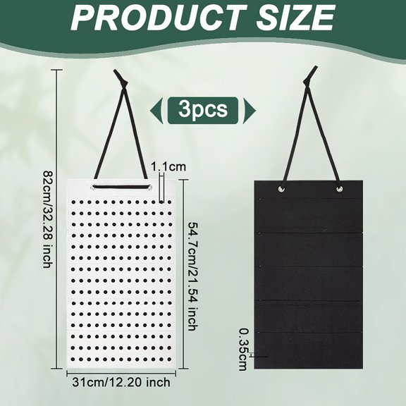 3pcs Felt Wall-Mounted Jewelry Hanging rolls for Brooch Organizer Holder White 82cm