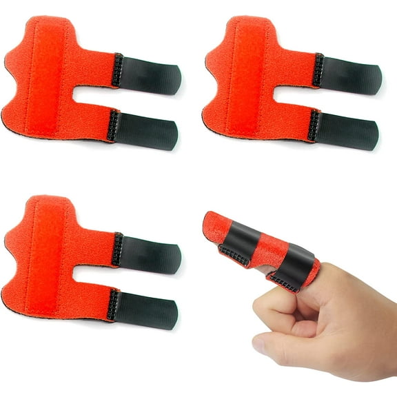 3pcs Finger Splint,Fingerless Gloves, Finger Bandages Tubular, Finger Protectors- Lightweight, Strong Adhesion& Stable Support, Finger Brace for Straightening or Support for Broken Fingers(Red)