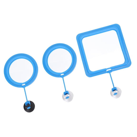 SEWOART 3Pcs Blue Plastic Betta Fish Tank Accessories Feeding Rings Suction Cup Attachment Aquarium Supply