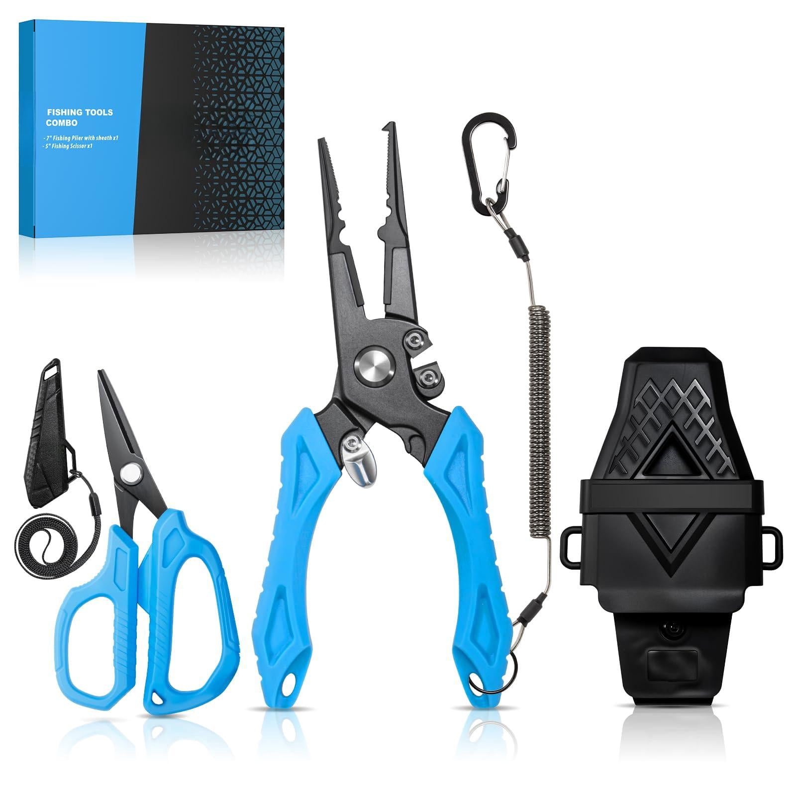 3pcs Fisihng Tool Kit  Fishing Plier With Sheath Scissor - Saltwater Resistant Gear Line Hook Remover Set Gift For Men