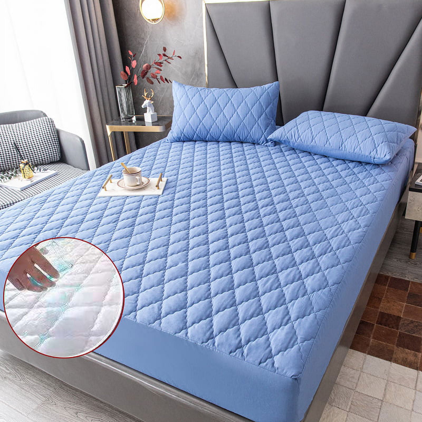 3pcs Fitted Sheet Set ( 1 Fitted Sheet + 2 Pillowcases), Waterproof Bed