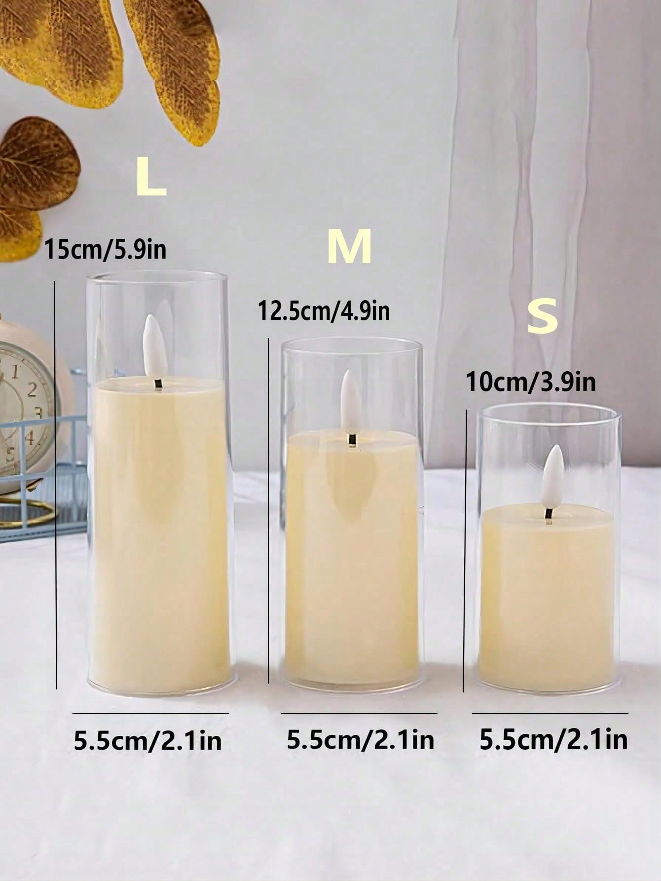 3pcs Flameless Electric LED Candles Acrylic Glass Lamp Flickering Fake