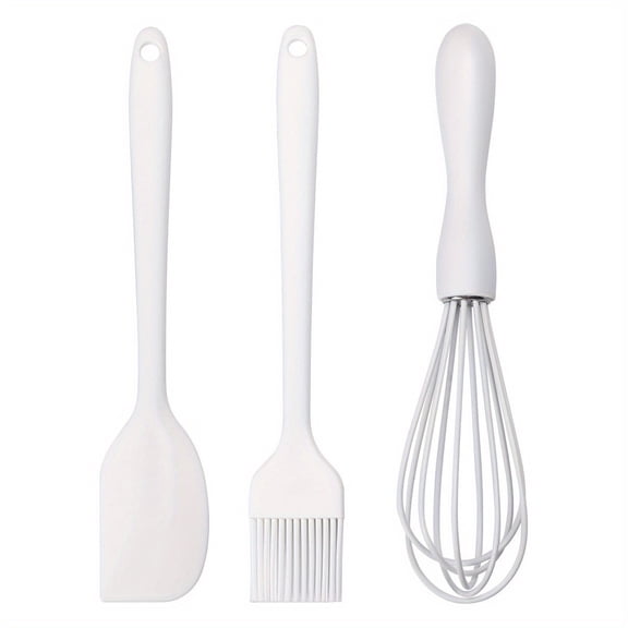 3pcs Flexible Silicone Kitchen Utensils Set - Non-Stick, Heat-Resistant, Includes Oil Brush, Whisk, and Spatula for Baking and Cooking,Suitable for Christmas, the best gift for family and friends