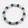 thumbnail image 1 of 3pcs Flower Amazonite Stretch Bracelets with Brass Rhinestone Spacer Beads 2 inch(5.2cm), 1 of 3
