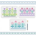 thumbnail image 1 of 3pcs Flower Border Lace Stencil 11.7×8.3inch Large Flower Corner Stencils Template with Paint Brush Reusable Floral Edge Template for Wood Canvas Paper Fabric Wall Glass, 1 of 9