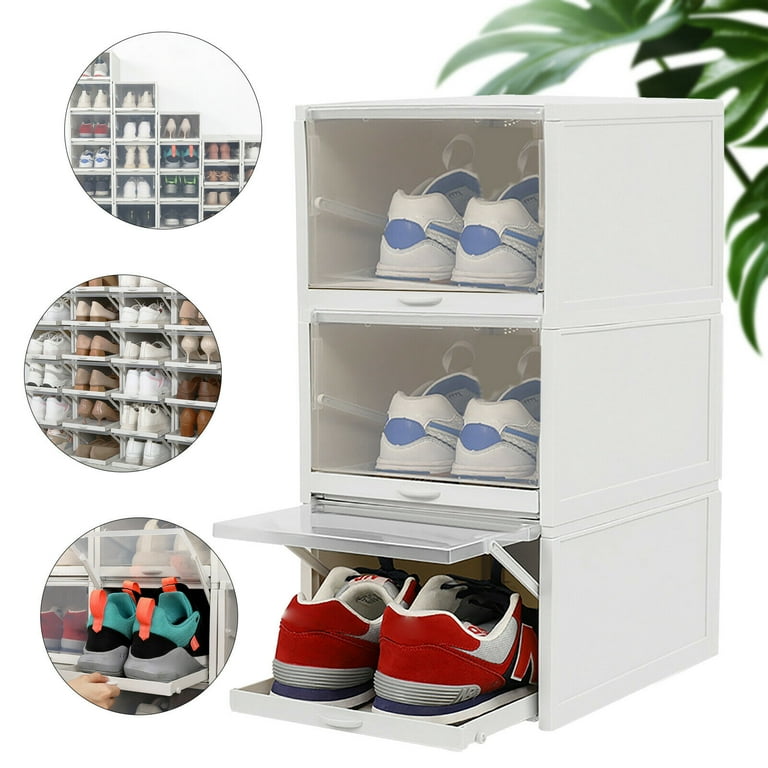 3pcs Foldable Shoe Box Push Drawer Type Storage Organizer Shoe Box