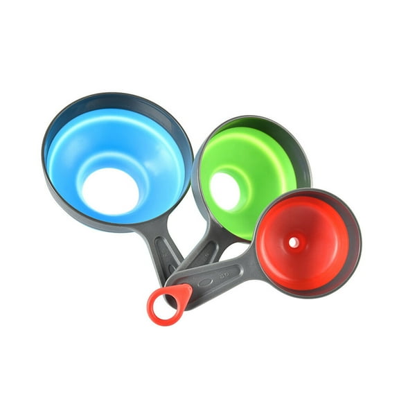 3pcs Food Grade Silicone Funnels Foldable Telescopic Hoppers Practical Funnels