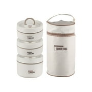 3pcs Food Warm Lunch Container, Stainless Steel Thermal Lunch Container Portable Thermal Cooking Pot Double Layer Box Round Shape Food Container for Office2*Small+1*Large