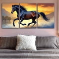 thumbnail image 1 of 3pcs Frameless Canvas Wall Art - Galloping Black Horse Sunset Landscape, Vertical Spray-Painted Art Decor for Living Room, Bedroom, Office - Vibrant Home Decor & Holiday/Birthday Gift, Room Accent P, 1 of 4