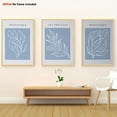 thumbnail image 1 of 3pcs Frameless French Matisse-Inspired Botanical Leaf Wall Art Set - Large Minimalist Blue & White Line Drawings, Soft Blue Canvas Prints for Modern Scandinavian Bohemian Decor, French Text Labels (, 1 of 4