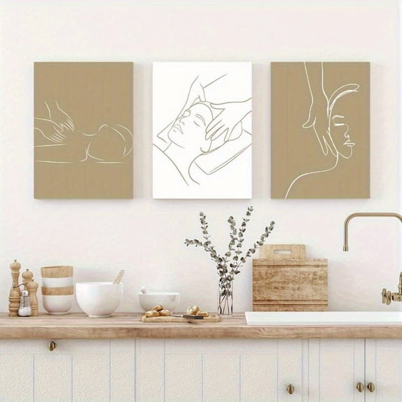 [3pcs Frameless Massage Artwork] 3pcs Frameless Massage Relax Artwork for Spa Room Decor | 2D for FIAT, Medical Spa Decoration, Yoga Wall Painting, Oil Canvas Poster, Waterproof Canvas Mural, Gift f