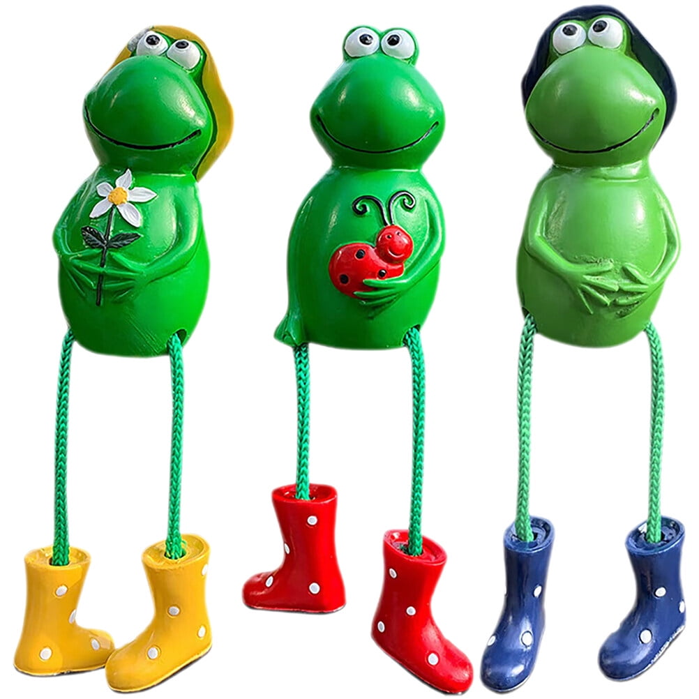 3pcs Frog Resin Figurine Resin Frog Figurines Long Leg Shelf Sitters