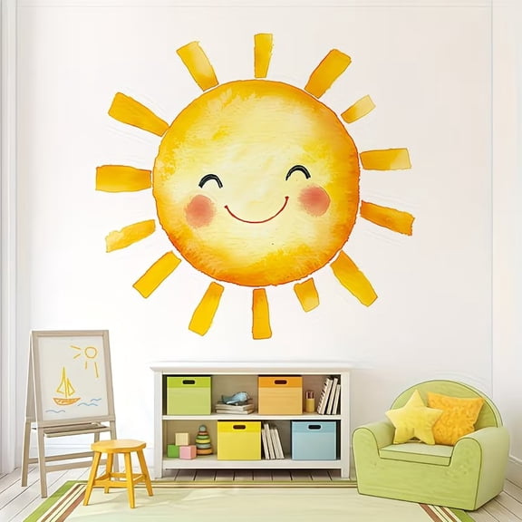 3pcs Frosted PVC Wall Stickers Removable Sun Landscape Decals for Home Decor
