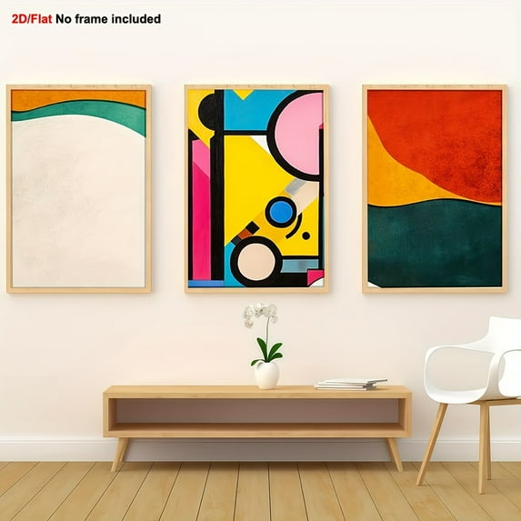 3pcs, Fun Canvas Wall Decor, 3pcs Floral Abstract Artwork Set, 3-Panel Abstraction Trio for Modern Living Room or Hallway Office, 2D Flat, Perfect for Room Decor, Art For House, Modern Abstract Wall