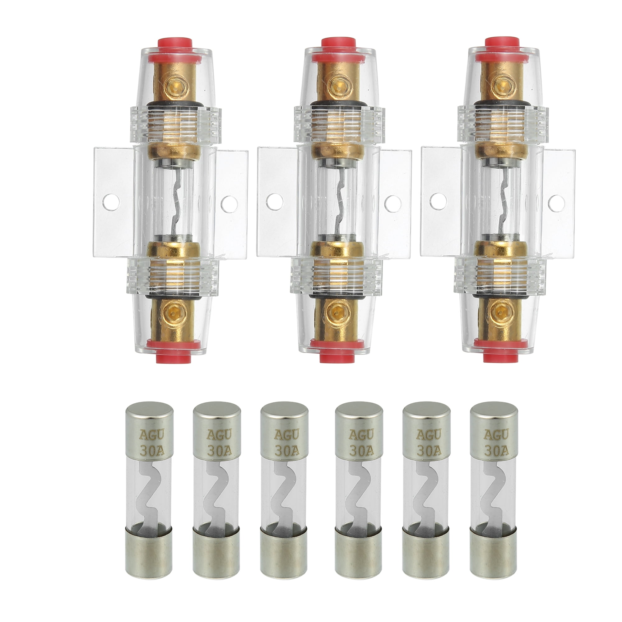 3pcs Fuse Holder 30Amp Mini AGU Type Inline Power Fuses for Car Audio Amplifier Protection